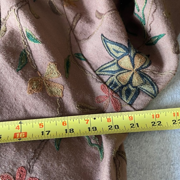VTG‎ U.R.U. USA Embroidered Floral Jacket One Size Boho Art to Wear Leopard Trim - Picture 7 of 13